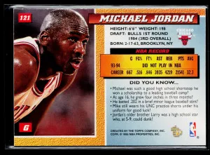 1995 Topps Michael Jordan #121 back