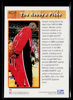 1994 NBA Hoops Supreme Court Michael Jordan #SC11 back
