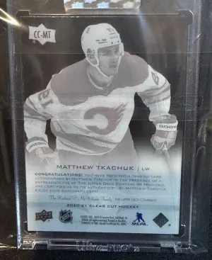 Matthew Tkachuk Clear Cut On Card Auto back