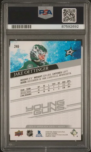 2020-21 Upper Deck Series One YG #246 Jake Oettinger PSA 10 back