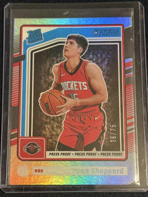 Reed Sheppard Rookie 2024-25 Donruss #202 Press Proof Silver Die Cuts Rockets #/75 front