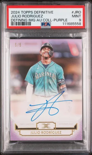 2024 Topps Definitive Collection Defining Images Autograph Collection Julio Rodriguez Defining Img Au Coll-Purple front