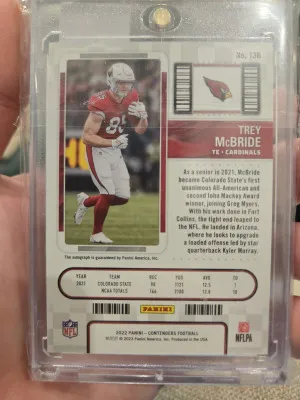2022 Panini Contenders Trey McBride Championship Ticket Rookie Auto /49 back