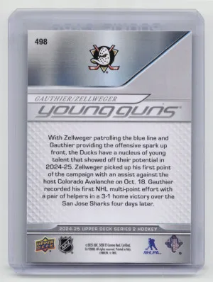 2024-25 Upper Deck Series 2 Young Guns Cutter Gauthier Olen Zellweger #498 back