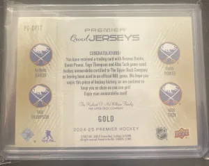 Dahlin,Thompson,Power,and Tuch Premier Quad Jerseys /15 back