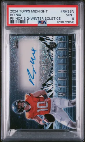 2024 Topps Midnight Rookie Horizon Signatures Bo Nix Rk Hor Sig-Winter Solstice front
