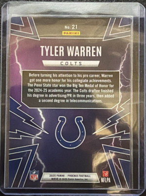 2025 Phoenix Thunderbirds-Tyler Warren Rookie back