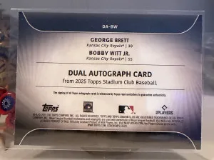 2025 Topps Stadium Club George Brett And Bobby Witt Jr. Dual Auographs /5 back