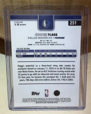 2025 Topps Chrome Cooper Flagg back