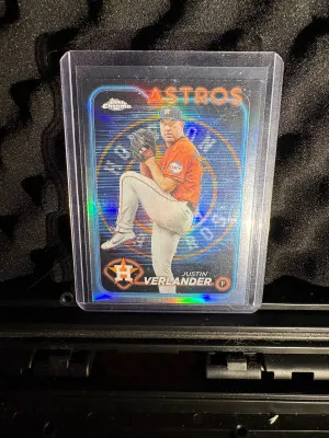 2024 Topps Chrome Justin Verlander Lightboard Logo Refractor front