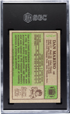 1984 Topps Dan Marino SGC 8 back