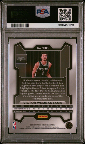 2023 Panini Prizm Victor Wembanyama PSA 10 back