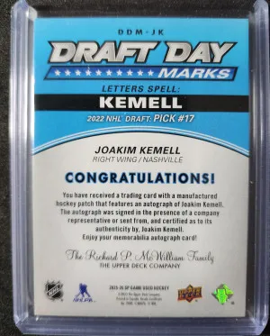 Joakim Kemell Draft Day Marks Auto /35 back