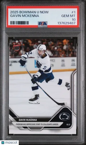 2025 Bowman U Now Gavin Mckenna #1 Rookie Penn State PSA 10 GEM MINT front
