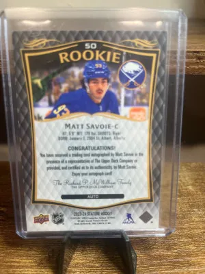 2023 Matt Savoie Stature Rookie Auto back