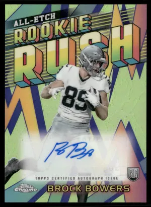 2024 Topps Chrome #RRA-BB Brock Bowers All-Etch Rookie Rush Auto Refractor front