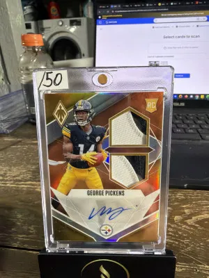 2022 Panini Phoenix #RAD-GP George Pickens RPA Dual Jersey Orange #/50 front