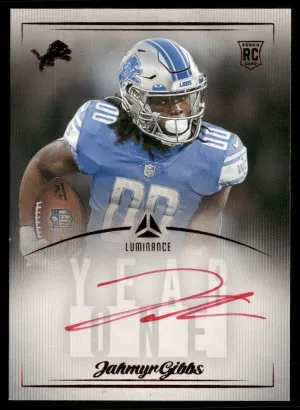 2023 Panini Luminance #Y1JAG Jahmyr Gibbs Year One Signatures RPS Red front