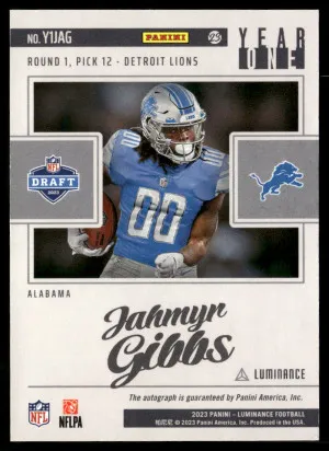 2023 Panini Luminance #Y1JAG Jahmyr Gibbs Year One Signatures RPS Red back