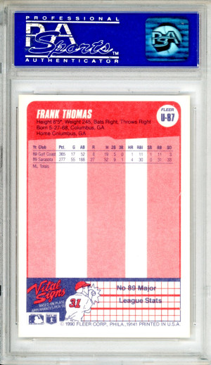 1990 Fleer Update Frank Thomas #U-87 Rookie PSA 9 back