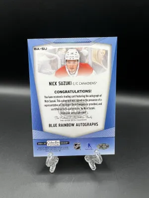 Nick Suzuki Platinum Blue Rainbow Auto back