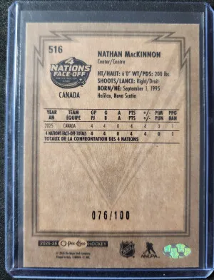 Nathan MacKinnon 4 Nations Face-Off Retro Black Border /100 back