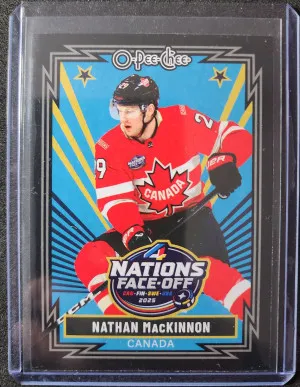 Nathan MacKinnon 4 Nations Face-Off Retro Black Border /100 front