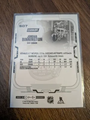 Jordan Binnington 4 Nations Face-off OPC O-pee-Chee 2025-26 back