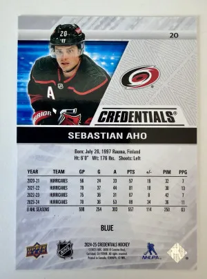 2024 Upper Deck Credentials Sebastian Aho Blue /299 back