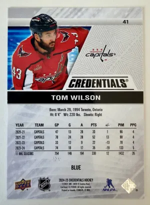 2025 Upper Deck Credentials Hockey Tom Wilson Blue /299 back