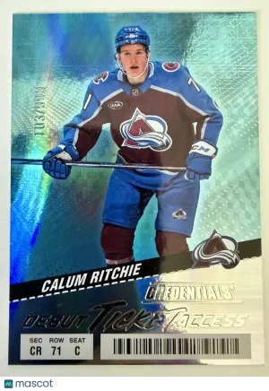 2024 Upper Deck Credentials Debut Ticket Access Calum Ritchie Rookie /999 front