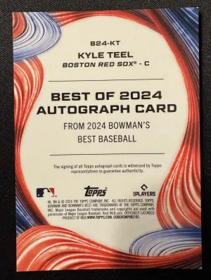 2024 Bowman’S Best Kyle Teel Auto Gold /50 back