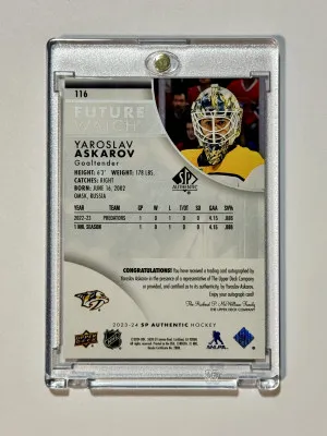 2023-24 Upper Deck SP Authentic Yaroslav Askarov Future Watch Auto /999 back