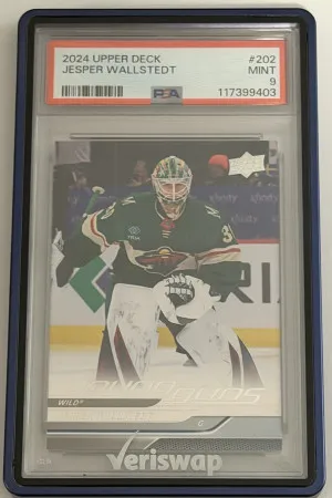 2024 Upper Deck Jesper Wallstedt Young Guns PSA 9 front