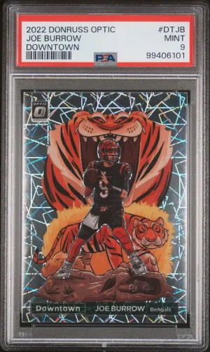 2022 Panini Donruss Optic Joe Burrow Downtown PSA 9 front