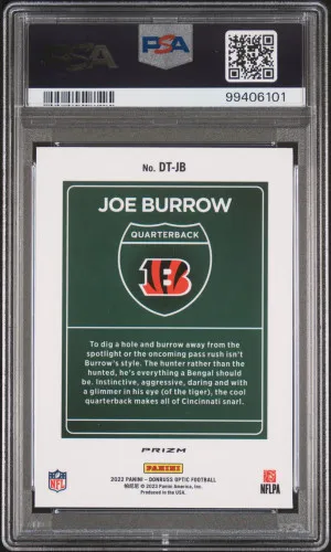 2022 Panini Donruss Optic Joe Burrow Downtown PSA 9 back
