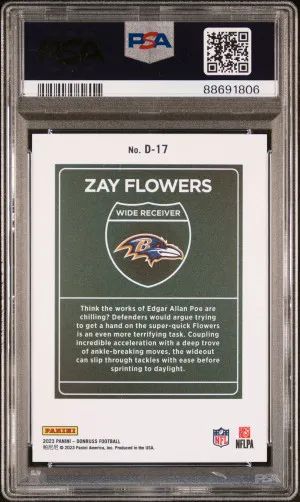 2023 Panini Donruss Downtown! Zay Flowers PSA 10 back