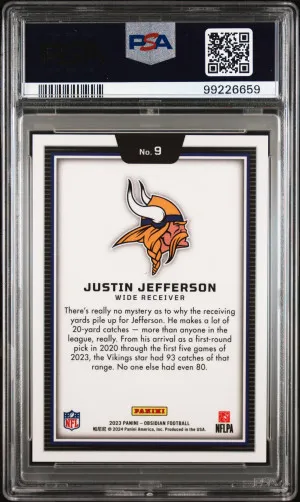 2023 Panini Obsidian Black Color Blast Justin Jefferson PSA 9 back