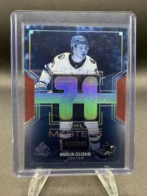 Macklin Celebrini SP Game Used NHL Masters /299 2025-26 front