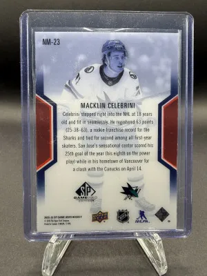 Macklin Celebrini SP Game Used NHL Masters /299 2025-26 back
