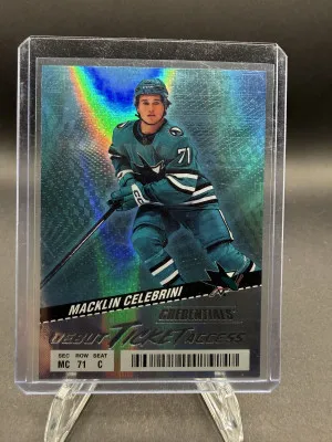 Macklin Celebrini Rookie Credentials Debut Ticket Access /999 front