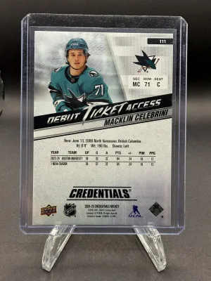 Macklin Celebrini Rookie Credentials Debut Ticket Access /999 back