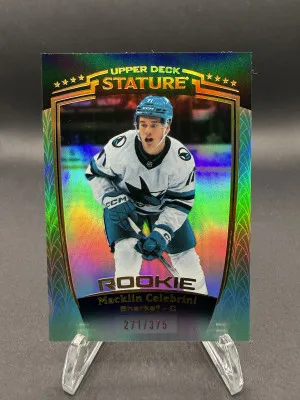 Macklin Celebrini Stature Green 271/375 Rookie 2024-25 front