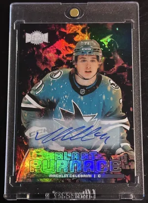 2024-25 Skybox Metal Macklin Celebrini Black Furnace Rookie Auto back