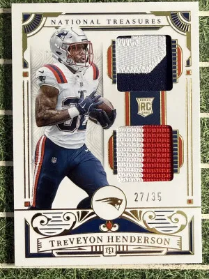 2025 National Treasures Rookie Dual Materials Gold /35 Treveyon Henderson front