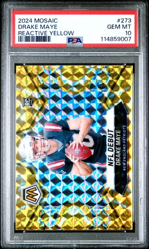 2024 Panini Mosaic Drake Maye Reactive Yellow front