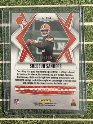 2025 Panini Phoenix #154 (RC) Shedeur Sanders Bronze Pandora 22/125 #154 (RC) back