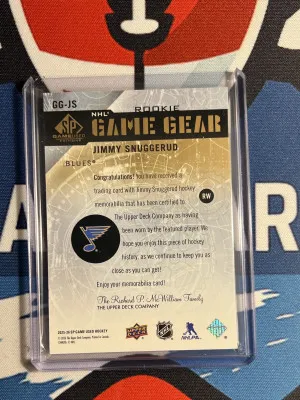 Jimmy Snuggerud Rookie Game Gear /25 back