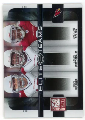 Kurt Warner Larry Fitzgerald Anquan Boldin 2008 Donruss Elite Teams Black 273/800 #5 front