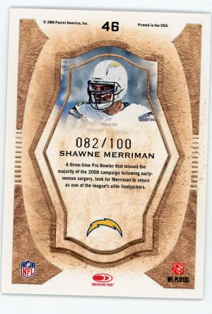 Shawne Merriman 2009 Donruss Threads Pro Gridiron Kings Framed Red 82/100 #46 back